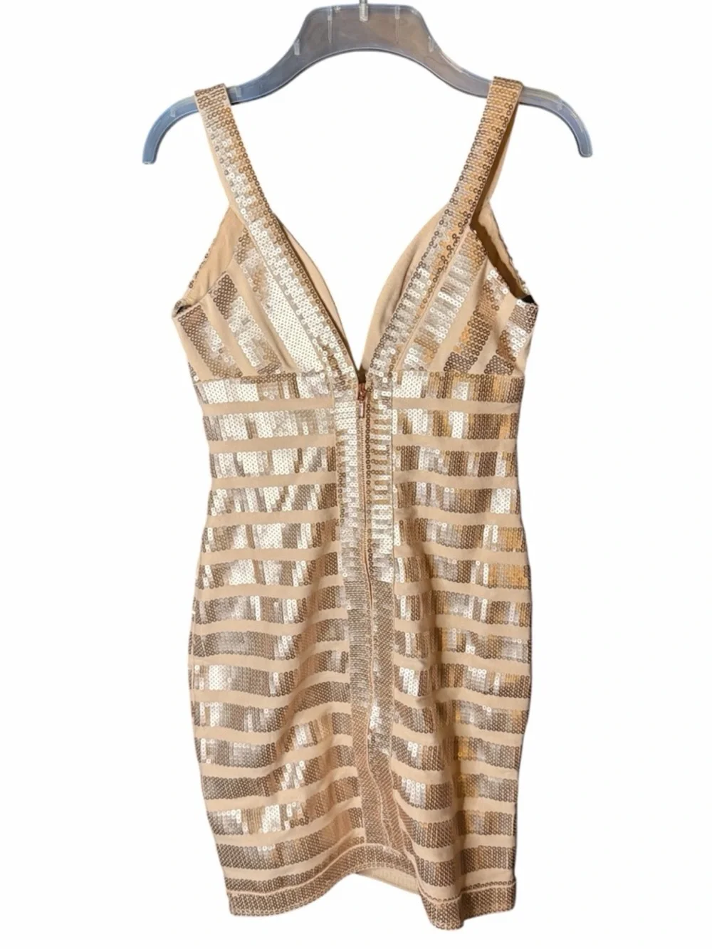 Galen Schwartz PRIVE Sequin V-Neck Dress in Champagne —#125 - Picture 2 of 12